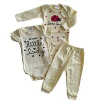 Conjunto de 3 peças 2 Body Manga Longa e Curta + Calça Feminino para Bebê Recém Nascido Infantil Criança Tamanho:GGCor: