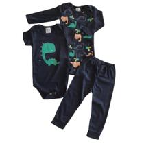 Conjunto de 3 peças 2 Body Manga Longa e Curta + Calça Masculino para Bebê Recém Nascido Infantil Criança Tamanho:PCor: