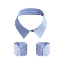 Conjunto de 3 peças com gola e punho falsos com listras azuis para mulheres/homens Conjunto de 3 peças com gola e punho falsos com listras azuis para mulheres/homens