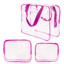 Conjunto de 3 peças de bolsa de higiene de viagem ROYBENS Crystal Clear PVC