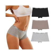 Conjunto De 3 Peças De Calcinhas Femininas De Algodão De Cintura Baixa, Respirável, Em Cores