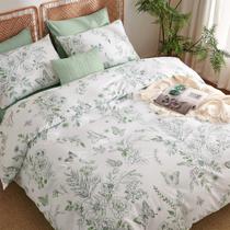Conjunto de 3 peças de capa de edredon Jolusere Queen Size Green Floral