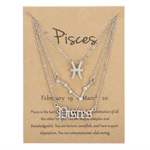 Conjunto de 3 peças de colar de três peças Sky Ancient English Letter Twelve Constellation