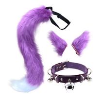 Conjunto de 3 peças de fantasia de cosplay, coleira de couro QinRuan Cat Ears