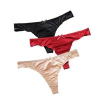 Conjunto De 3 Peças De G-String De Cetim Para Mulheres, Confortável E Respirável, Lingerie Sexy Com