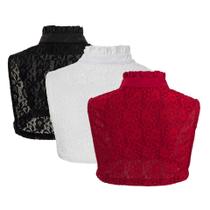 Conjunto de 3 peças de gola falsa para mulheres, gola removível com renda