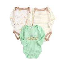 Conjunto De 3 Peças De Macacão De Algodão Para Bebê Menino, Roupas De Manga Longa Para 0-9 Meses,