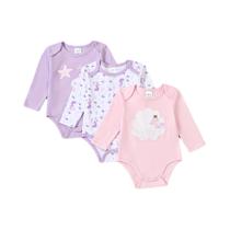 Conjunto De 3 Peças De Macacão De Manga Longa Para Bebê Menina Em Algodão, Roupas Para Conjunto De 3 Peças De Macacão De Manga Longa Para Bebê Menina Em Algodão, Roupas Para