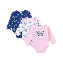 Conjunto De 3 Peças De Macacão De Manga Longa Para Bebê Menina, Roupas De Algodão Para Conjunto De 3 Peças De Macacão De Manga Longa Para Bebê Menina, Roupas De Algodão Para