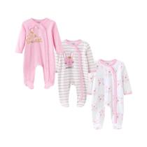 Conjunto De 3 Peças De Macacão De Manga Longa Para Bebê Menino E Menina, Roupas De Algodão Para