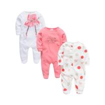 Conjunto De 3 Peças De Macacão De Manga Longa Para Bebês Meninas Com Design De Bolinhas, Roupas