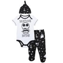 Conjunto de 3 peças de macacão Disney Baby Boys, calça e chapéu, de 0 a 3 meses