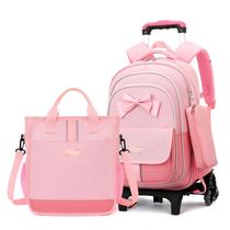 Conjunto de 3 peças de mochila escolar MITOWERMI rosa de nylon