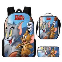Conjunto de 3 peças de mochila escolar Tom and Jerry Cartoon para crianças Conjunto de 3 peças de mochila escolar Tom and Jerry Cartoon para crianças