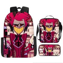 Conjunto de 3 peças de mochila Hazbins Hotels Alastors Anime School