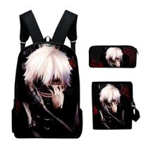 Conjunto de 3 peças de mochila Tokyo Ghouls Kanekis Kens Anime School Conjunto de 3 peças de mochila Tokyo Ghouls Kanekis Kens Anime School