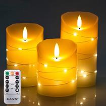 Conjunto de 3 peças de vela LED sem chama DANIP Ivory com cordão de estrelas