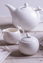 Conjunto De 3 Peças Em Porcelana Para Café Chá Birds Branco