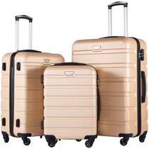 Conjunto de 3 peças Luggage Coolife Suitcase Spinner Hardshell Lightweight com fechadura TSA