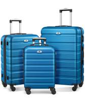Conjunto de 3 peças Luggage Suitour Hard Shell com rodas giratórias azuis Conjunto de 3 peças Luggage Suitour Hard Shell com rodas giratórias azuis