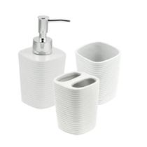 Conjunto de 3 Peças Para Banheiro de Cerâmica Lines Branco - Wolff Conjunto de 3 Peças Para Banheiro de Cerâmica Lines Branco - Wolff