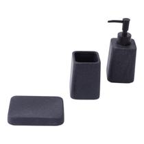 Conjunto de 3 Peças para Banheiro em Cerâmica Preto