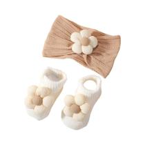 Conjunto De 3 Peças Para Bebê Menina: Faixa De Cabelo E Meias De Nylon Macio Com Estampa Floral Para
