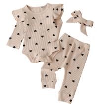 Conjunto de 3 peças para bebê menina Fullfamous com body e coração 0-3 meses
