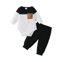 Conjunto De 3 Peças Para Bebês Recém-nascidos, Com Bloco De Cores, Manga Comprida, Calças, Chapéu