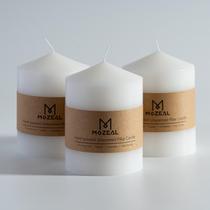 Conjunto de 3 pilares sem perfume Candle MOZEAL de 7,6 x 10,2 cm Conjunto de 3 pilares sem perfume Candle MOZEAL de 7,6 x 10,2 cm