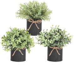 Conjunto de 3 plantas artificiais Mkono com vasos de metal preto