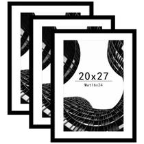 Conjunto de 3 porta-retratos Abtgt pretos de 20x27cm com tapete de 16x24cm