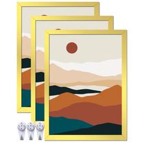 Conjunto de 3 porta-retratos ijuerybai Gold para fotos 8x11