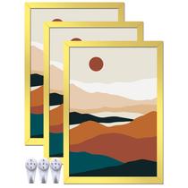 Conjunto de 3 porta-retratos ijuerybai Gold para fotos de 13x19