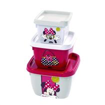 Conjunto de 3 Potes Conect Quadrado Minnie