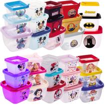 Conjunto de 3 Potes Encaixáveis 140 270 470 ml Disney Mickey Minnie P/ Micro-ondas Plasútil