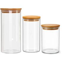 Conjunto de 3 Potes Hermeticos Bambu 520ml, 1000ml e 1400ml -Mori