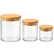 Conjunto de 3 Potes Hermeticos Redondo Bambu 380ml,450ml e 700ml -Mori Conjunto de 3 Potes Hermeticos Redondo Bambu 380ml,450ml e 700ml -Mori
