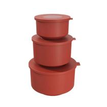 Conjunto de 3 Potes Hoop 500ml / 1L / 2L Vermelho Coza