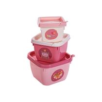 Conjunto de 3 Potes Infantil Conect Plasútil Personagem 140 ml, 270 ml e 470 ml.