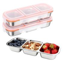 Conjunto de 3 Potes para Lanches Rainmae em Aço Inoxidável à Prova de Vazamentos