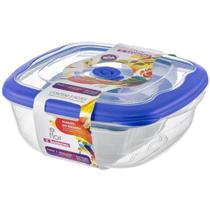 Conjunto de 3 Potes Plásticos Quadrados Azul - 712/5C - SANREMO Conjunto de 3 Potes Plásticos Quadrados Azul - 712/5C - SANREMO