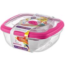 Conjunto de 3 Potes Plásticos Quadrados Vermelho - 712/57C - SANREMO Conjunto de 3 Potes Plásticos Quadrados Vermelho - 712/57C - SANREMO