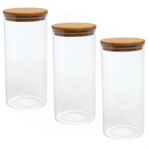 Conjunto de 3 potes redondos 1300ml em vidro borossilicato