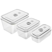 Conjunto de 3 Potes Retangulares Vidro P/M/G Vácuo Fresh & Save Zwilling