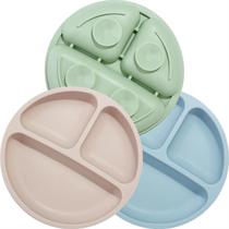Conjunto de 3 Pratos Divididos de Silicone para Crianças PandaEar, Livre de BPA Conjunto de 3 Pratos Divididos de Silicone para Crianças PandaEar, Livre de BPA