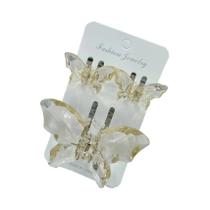 Conjunto De 3 Presilhas De Cabelo Transparentes Em Forma De Borboleta Para Mulheres E Meninas,