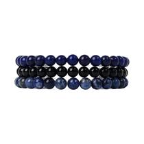 Conjunto de 3 Pulseiras Masculinas de Obsidiana, Hematita e Olho de Tigre - Proteção e Saúde