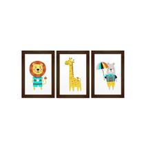 Conjunto de 3 quadros - decoração infantil Leao Urso Girrafa Conjunto de 3 quadros - decoração infantil Leao Urso Girrafa