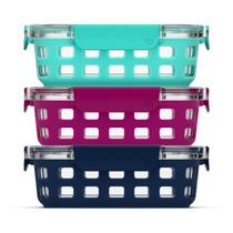 Conjunto de 3 Recipientes de Armazenamento de Alimentos Ello Duraglass 800mL